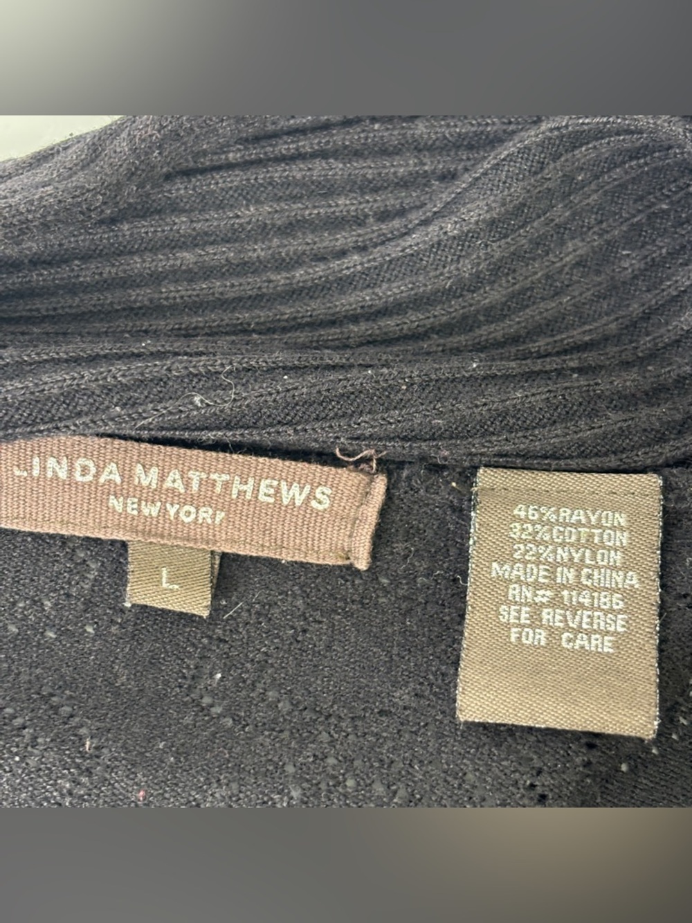 Linda Matthew’s Black Open Front Cardigan - Picture 3 of 5